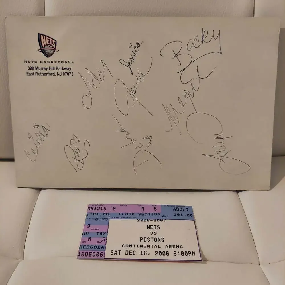 One-Of-A-Kind 2006 New York Nets Basketball 9 Cheerleaders' Autographs and Stub